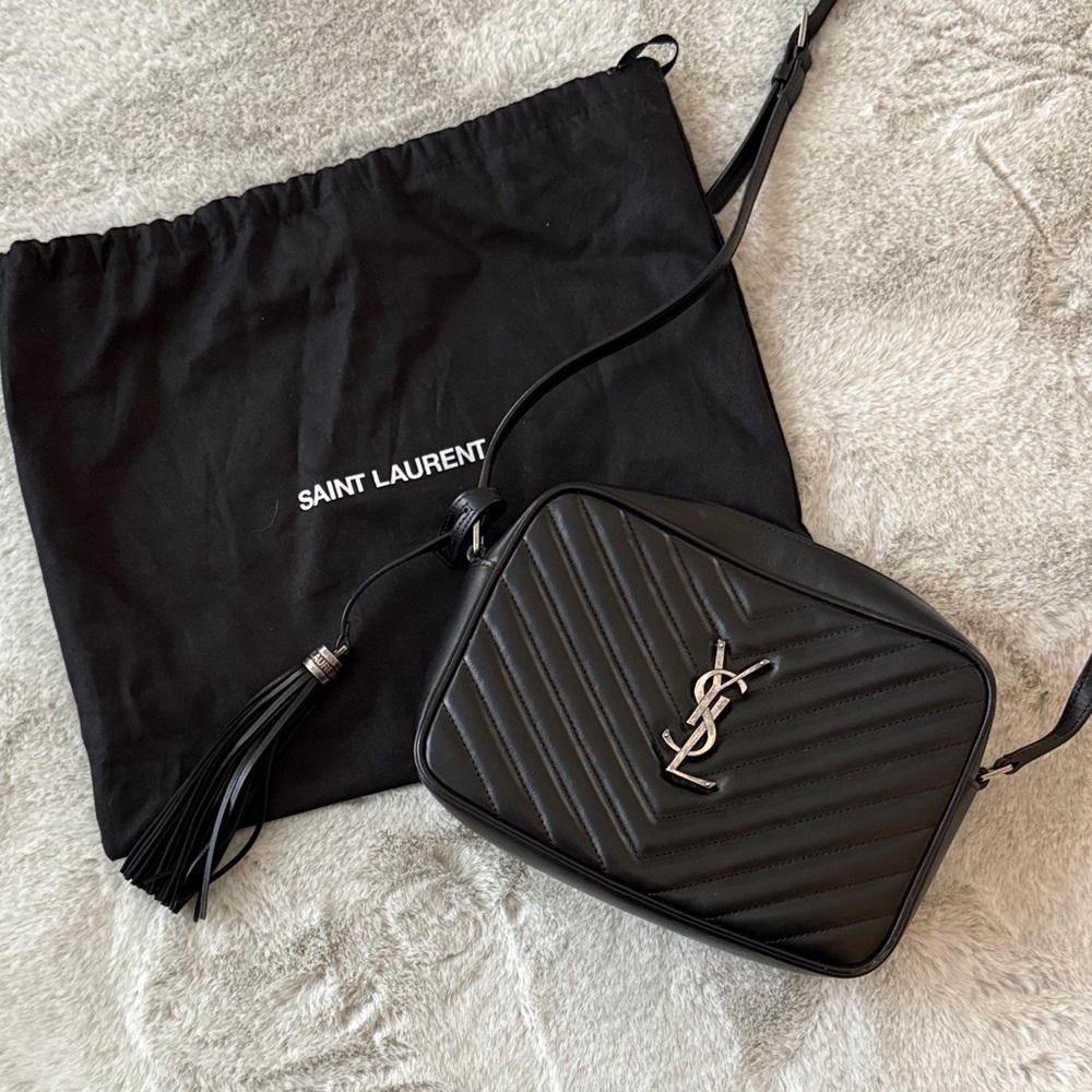Saint Laurent Black Chevron Crossbody Bag